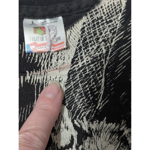 Vtg 90s Wolf Pack All Over Print AOP Single Stitch T-Shirt Large 1992 Harlequin - Picture 7 of 10